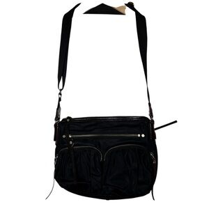 MZ Wallace Paige Crossbody Shoulder Bag Purse Black Bedford Nylon Coin Pouch